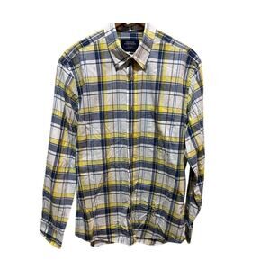 Charles Tyrwhitt checked button up shirt long sleeve blue yellow white sz M